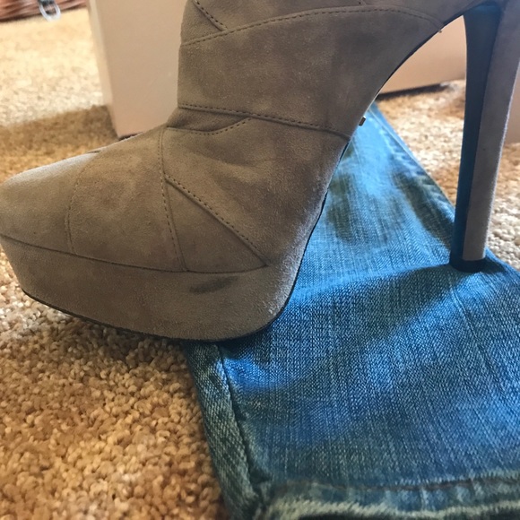 Auth PRADA Suede Platform Booties Boots Shoes 38.5 - Picture 5 of 7